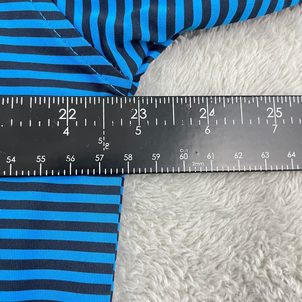 FJ Footjoy Polo Golf Shirt Mens M Blue Black Striped Performance Athletic Preppy - Picture 12 of 13